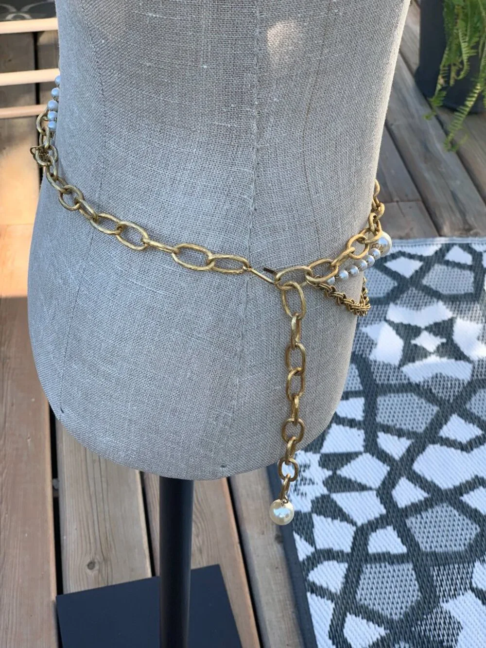 Vintage Chain Hip Waist Belt Gold Pearl Beads Bikini Beach Festival Boho Retro